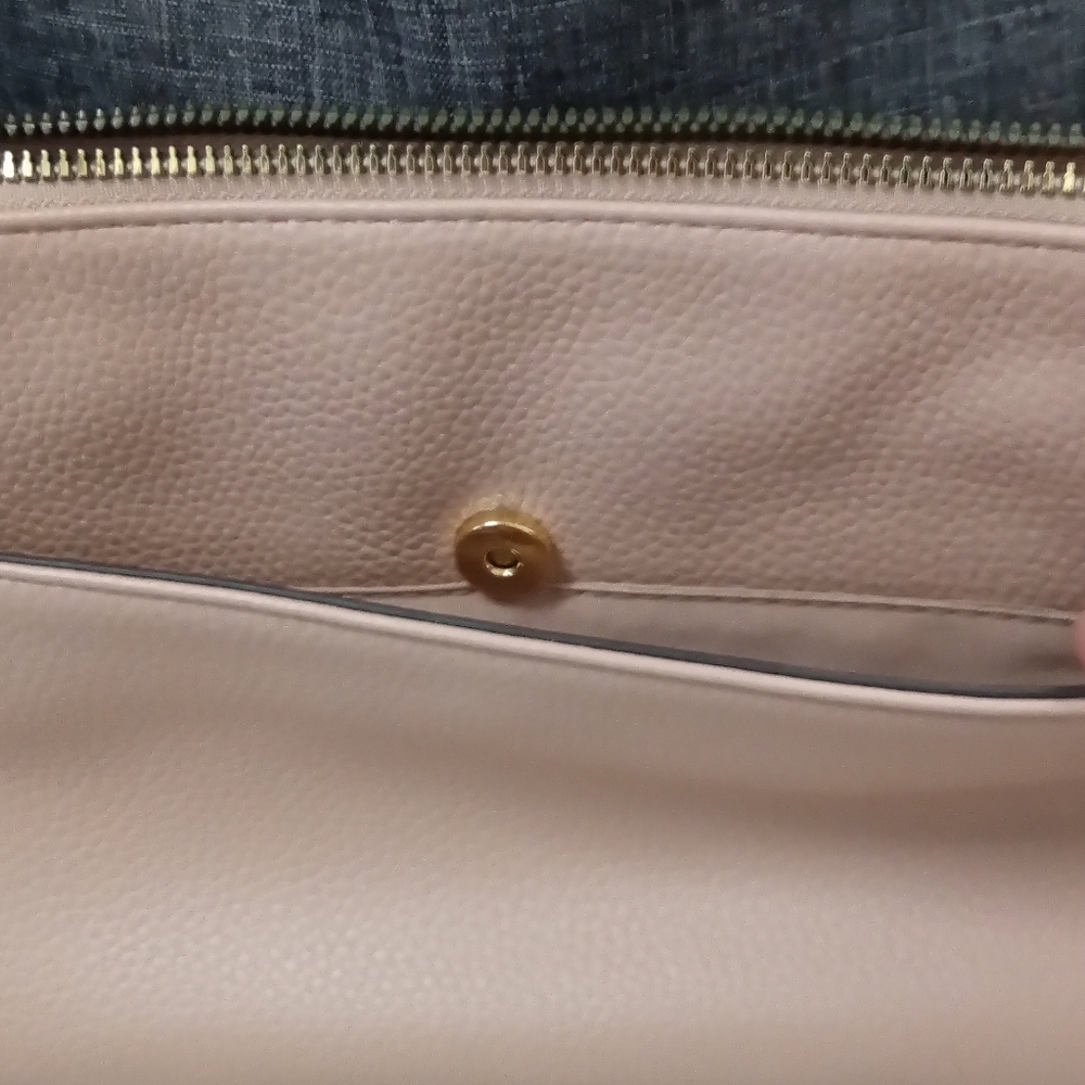 Nanette Lepore Mini Shoulder Purse Faux Leather Pink Blush Full Zip - Picture 3 of 11